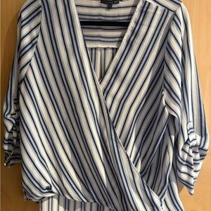 West Kei Blue and White Striped Wrap Tunic